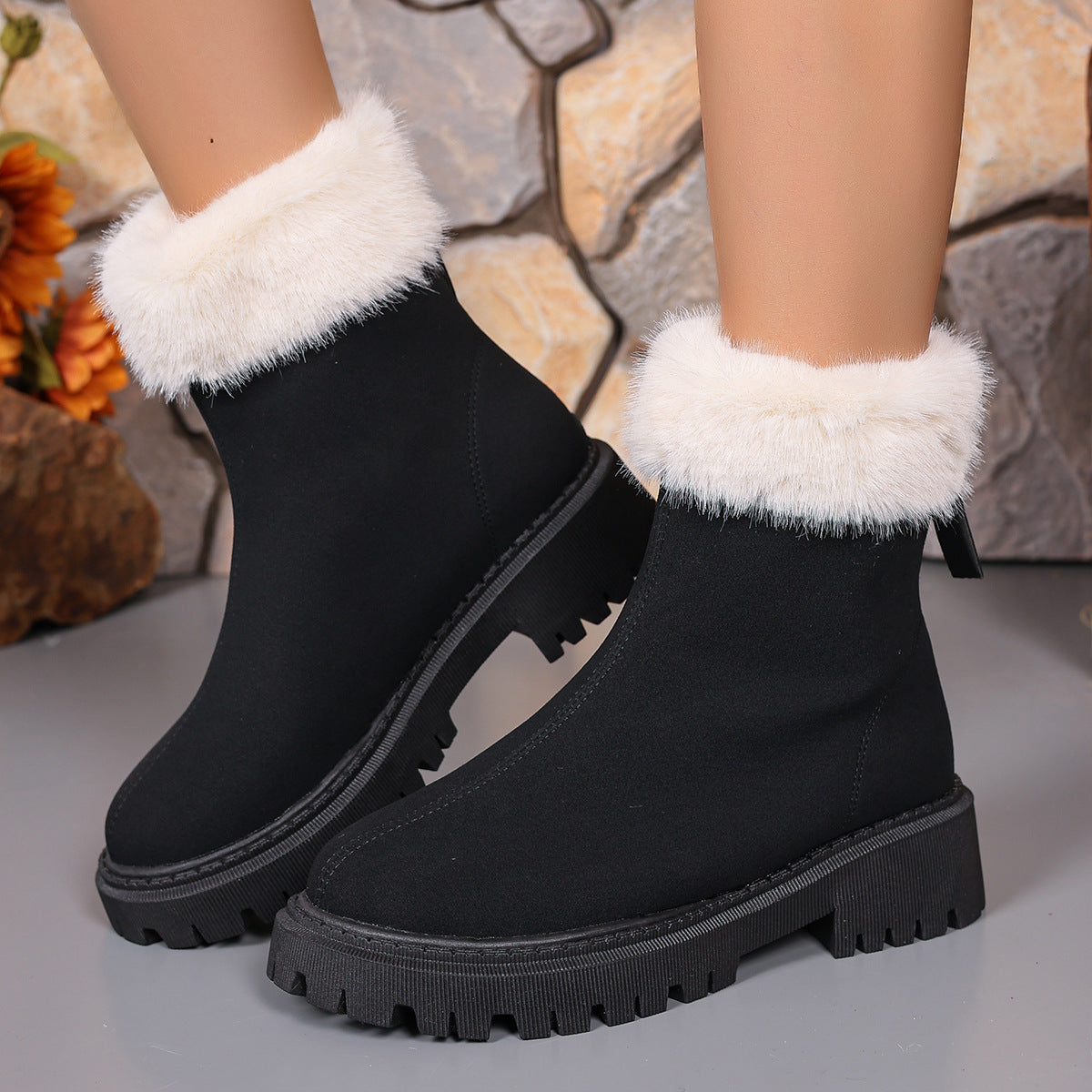 Square Heeled Snow Boots Winter 