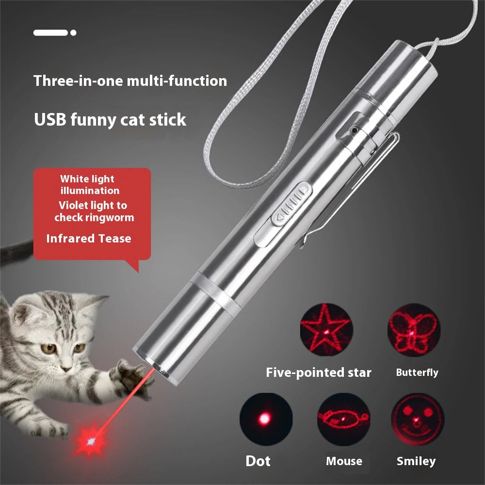3-In-1 Red Light Cat Teaser Stick 