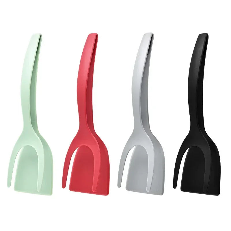 2 in 1 Shovel Clip Silicone Grip Flip Tongs 